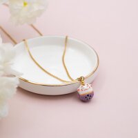 Porzellanperle Glückskatze Lilaweiß, 13,5 mm,...