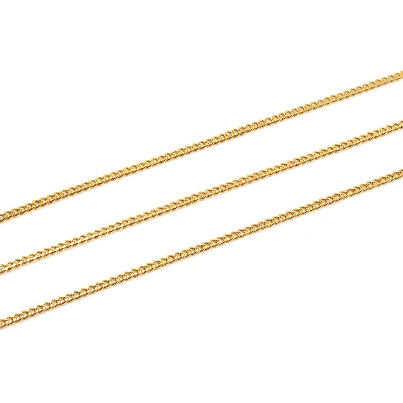 Gliederkette Edelstahl vergoldet, 2,5 x 2 mm, 1 Meter, 18K PVD-Beschichtung