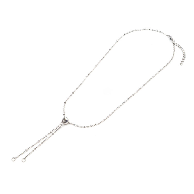 Slider Halskette Edelstahl platinfarben 52 cm mit Stopperperle