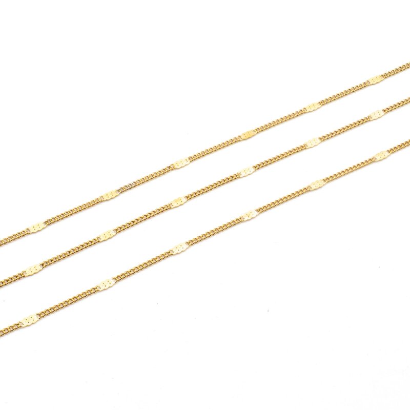 Panzerkette 1,5 mm Edelstahl gestanzte Zwischenglieder, 18K PVD-Goldbeschichtung 1 Meter