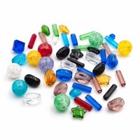 Glasperlen Mix mehrfarbig mit Crackleglas, 50g, 4,5 bis...