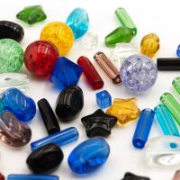 Glasperlen Mix mehrfarbig mit Crackleglas, 50g, 4,5 bis...