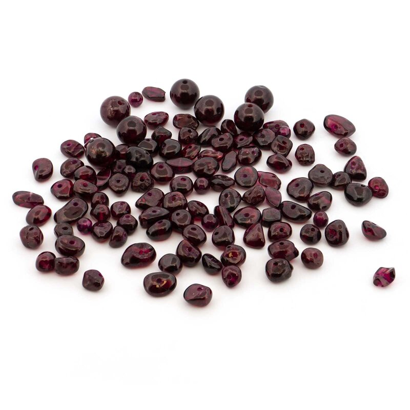 Granat Nuggets und Perlen im Mix, Naturstein, 3 bis 8 mm, 30 g