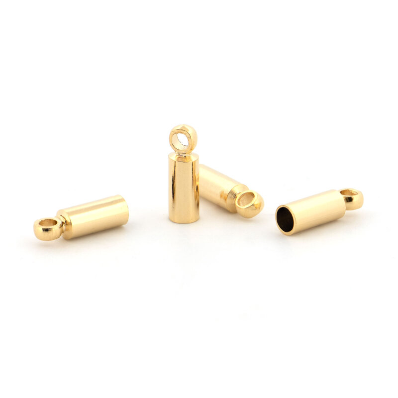 Endkappen Messing vergoldet, 8 mm für 2 mm Bänder, 4 Stück
