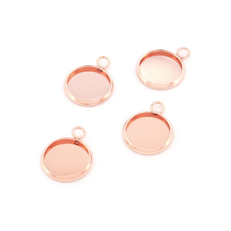 Fassungen mit Öse für 12 mm Cabochons, Edelstahl, roségoldfarben, 4 Stück