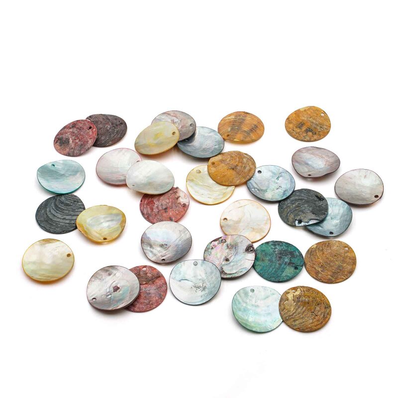 Perlmuttscheiben bunt 25 mm Muschelscheiben Mix 30g