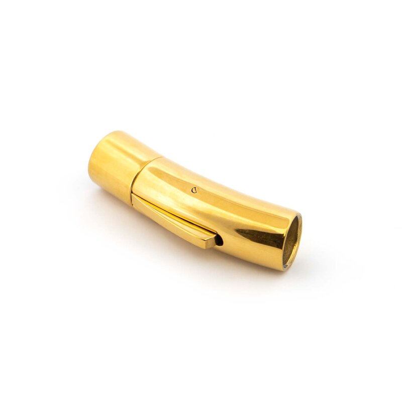 Bajonettverschluss IP-beschichtet gold, Edelstahl mit Knopf für 6 mm Bänder