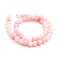 Jadeperlen rosa gefärbt rund 8 mm, Strang mit 48...