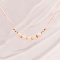 Jadeperlen rosa gefärbt rund 8 mm, Strang mit 48...