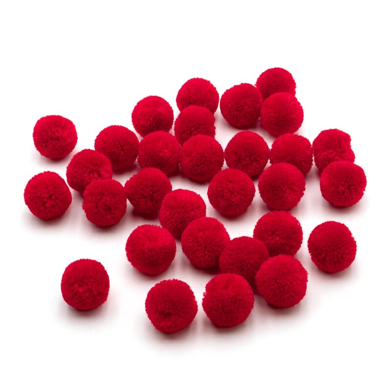 Pompons Polyester in Ziegelrot 20 mm, 30 Stück