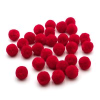 Pompons Polyester in Ziegelrot 20 mm, 30 Stück
