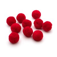 Pompons Polyester in Ziegelrot 30 mm, 10 Stück