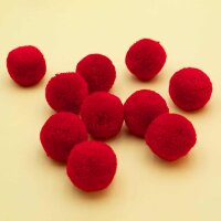 Pompons Polyester in Ziegelrot 30 mm, 10 Stück