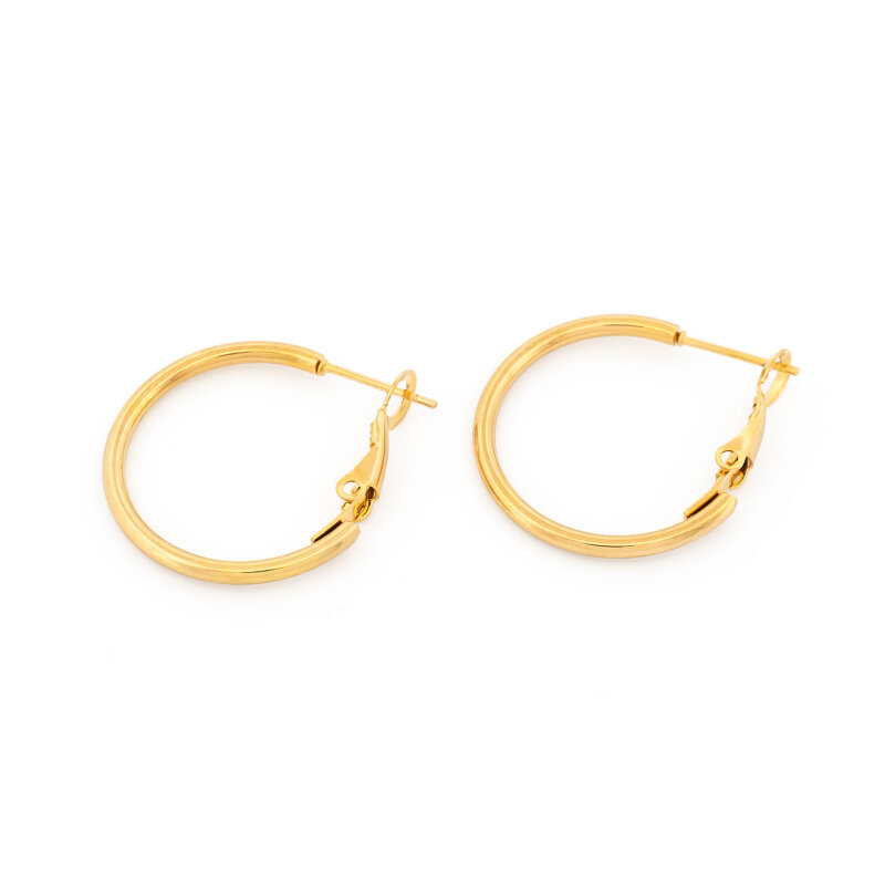 Creolen aus 304 Edelstahl mit 18K IP-Goldbeschichtung, 25 mm, 2 Stück