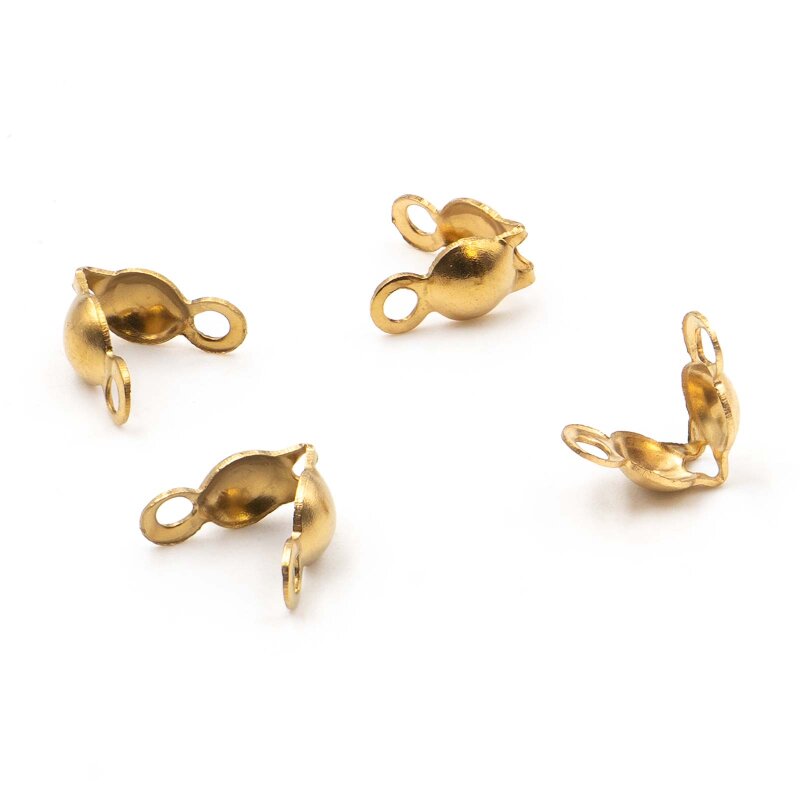 Quetschkalotten aus 304 Edelstahl 7,5x4 mm, 18K IP vergoldet, 4 Stück