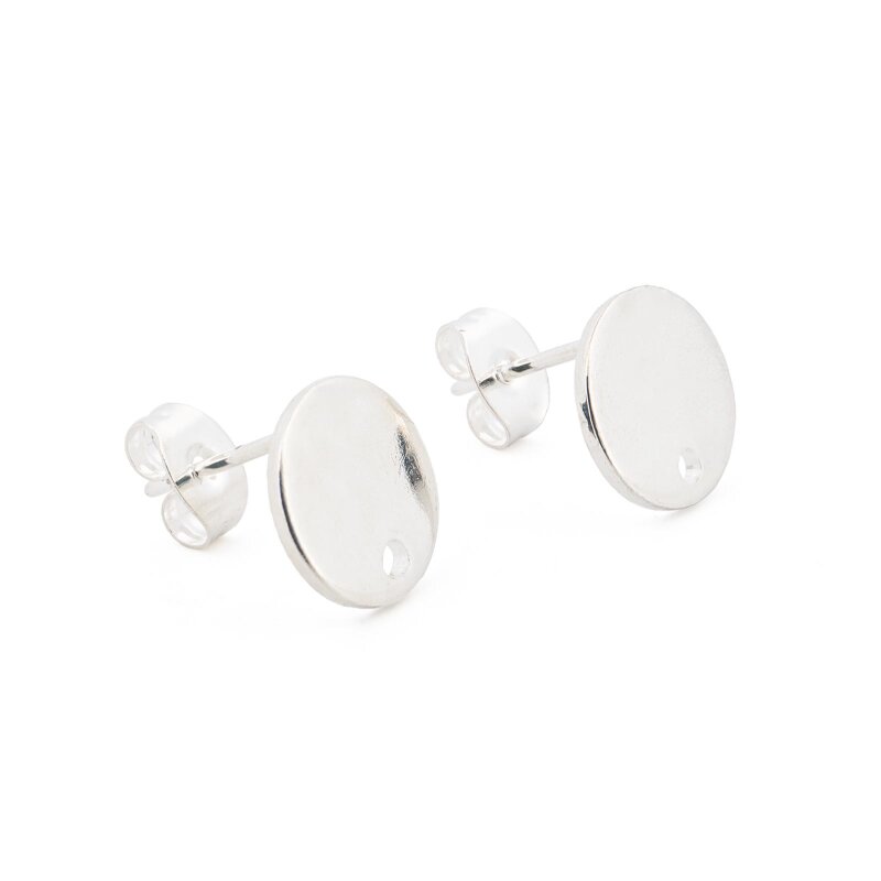 Ohrstecker aus 304 Edelstahl mit IP-Beschichtung in Silber, 10 mm, 2 Stück