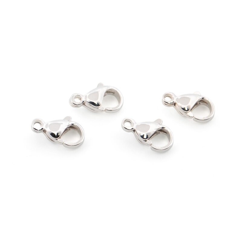 Karabinerverschluss 304 Edelstahl mit 925 Silber beschichtet, 11 x 7 mm, 4 Stück