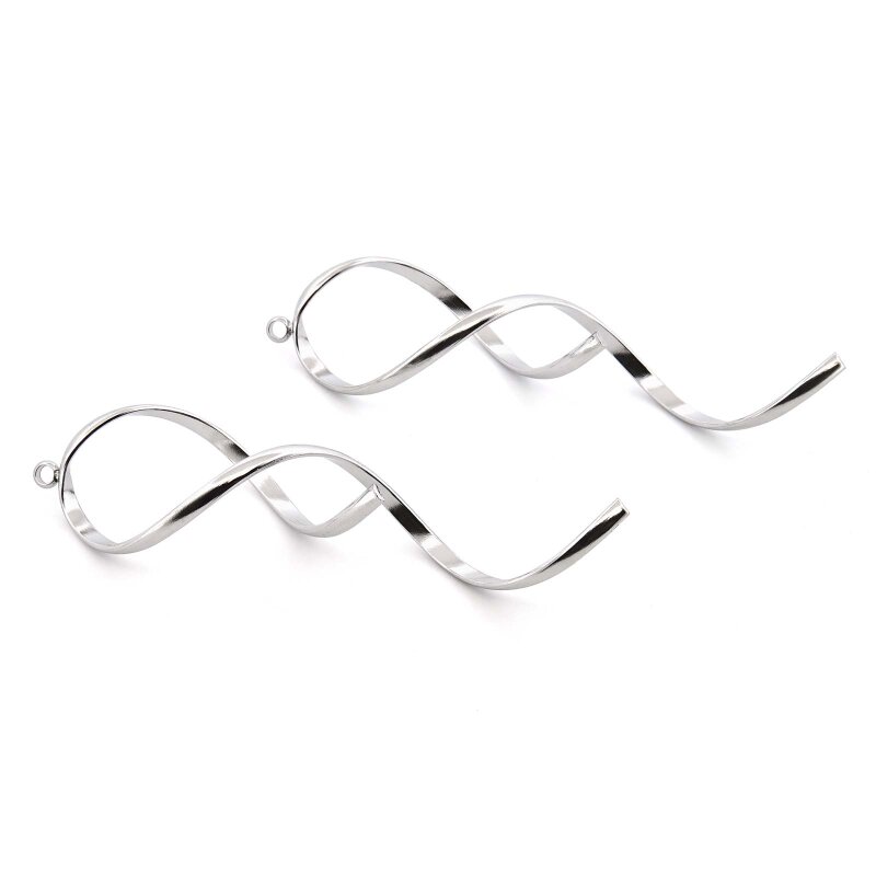 Spiralanhänger aus 304 Edelstahl, 60 x 19 mm, platinfarben, 2 Stück