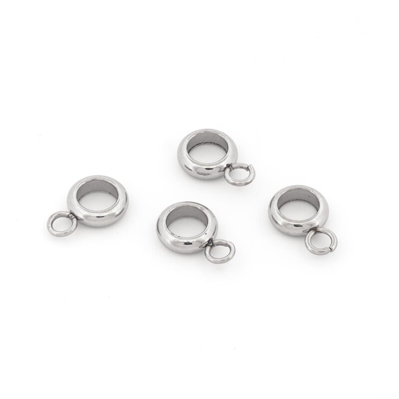 Collierschlaufen aus Edelstahl in Platinfarben, 6 mm, 4 Stück