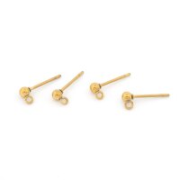 Vier Ohrstecker mit Kugel und Öse aus 304 Edelstahl,...