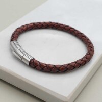 Armband aus geflochtenem Lederband in dunkelbraun mit...