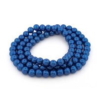 Ein kompletter Strang royalblauer Glaswachsperlen, rund...