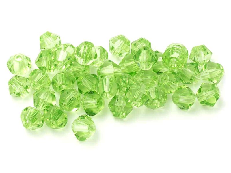 50 Biconen in hellgrün Glasschliffperle, 6 mm