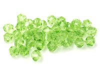 50 Biconen in hellgrün Glasschliffperle, 6 mm