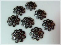 40 blumendesign Perlkappen in vintage Kupfer, 10 mm