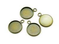 4 Fassungen in antik Bronze für 16 mm Cabochons
