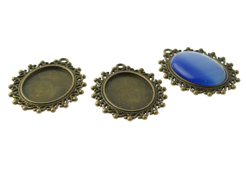 4 Fassungen für 24 x 18 mm Cabochons in antik Bronze