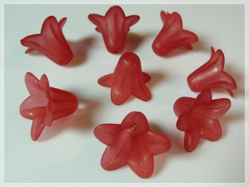 10 Blüten in rot gefrostet, 18 mm