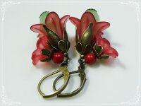 10 Blüten in rot gefrostet, 18 mm