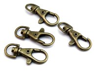4 stabile Karabinerhaken mit Drehkupplung in antik Bronze