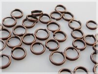 50 Splitringe im Vintagestil in antik Kupfer, doppelt