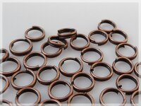 50 Splitringe im Vintagestil in antik Kupfer, doppelt