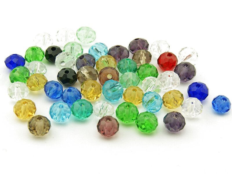 30 Glasschliffperlen 6 mm bunt gemischt