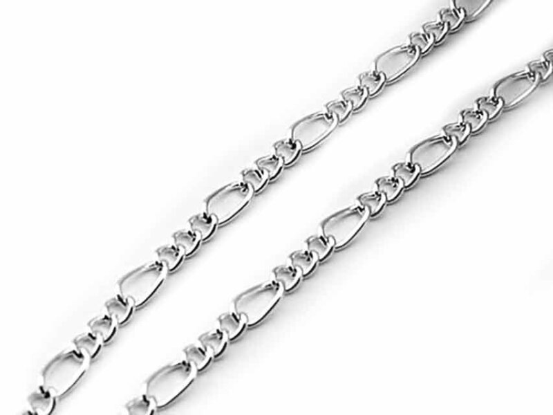 2 m Figarokette aus Eisen, platinfarben, 3,5 mm