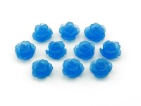10 blaue Rosen 10 mm, gefrostet und leicht durchscheinend
