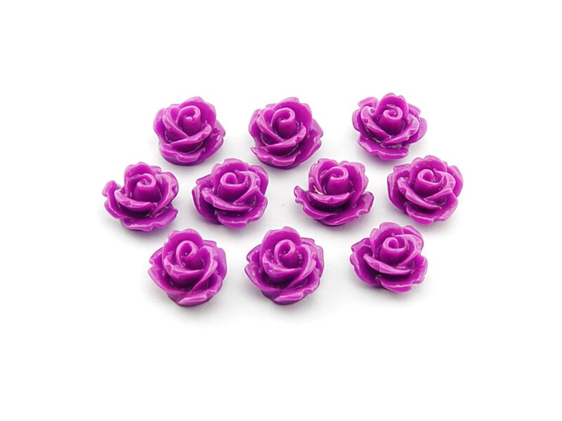 10 lilafarbene Rosen 10 mm als Cabochon