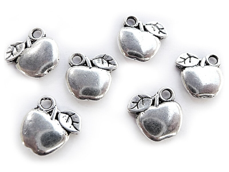 6 Apfel Anhänger in tibetsilber