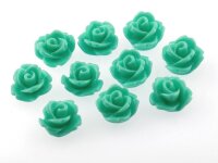 10 aquamarinfarbene Rosen als Cabochon, 10 mm