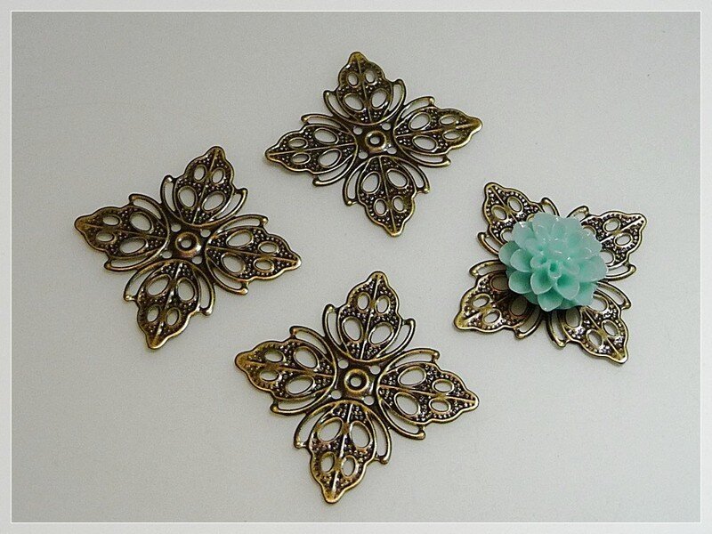 6 filigrane Anhänger in Vintage Bronze
