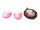3 Kameen in pink weiß, Gemme  25 x 18 mm