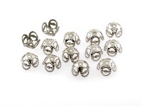 50 filigrane Perlkappen in platinfarben, 8 mm