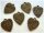 6 Herzen mit Blumen in antik Bronze