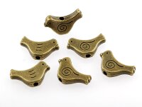 10 Vögel als Perle in vintage Bronze