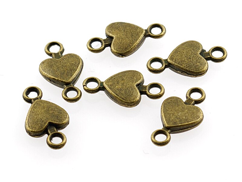 12 Verbinder Herz in antik Bronze