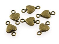 12 Verbinder Herz in antik Bronze
