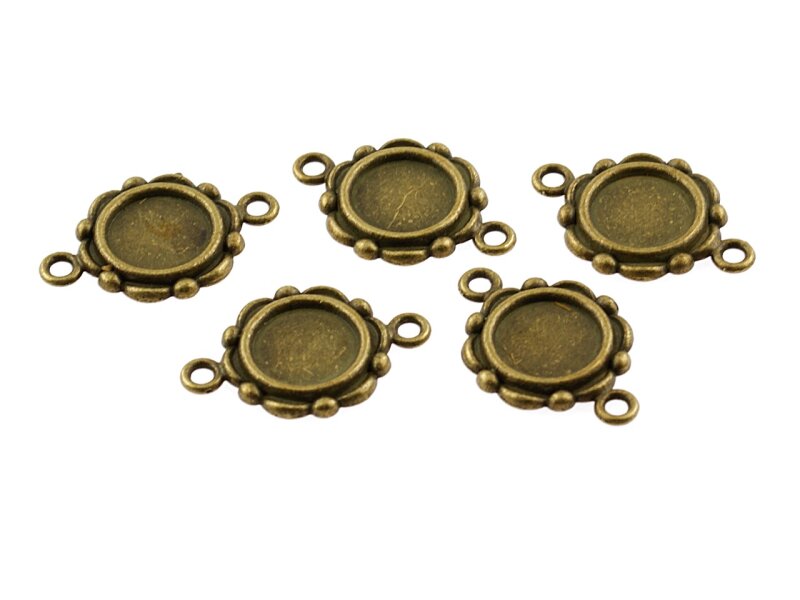 6 Rahmen in antik Bronze für 10 mm Klebeperlen